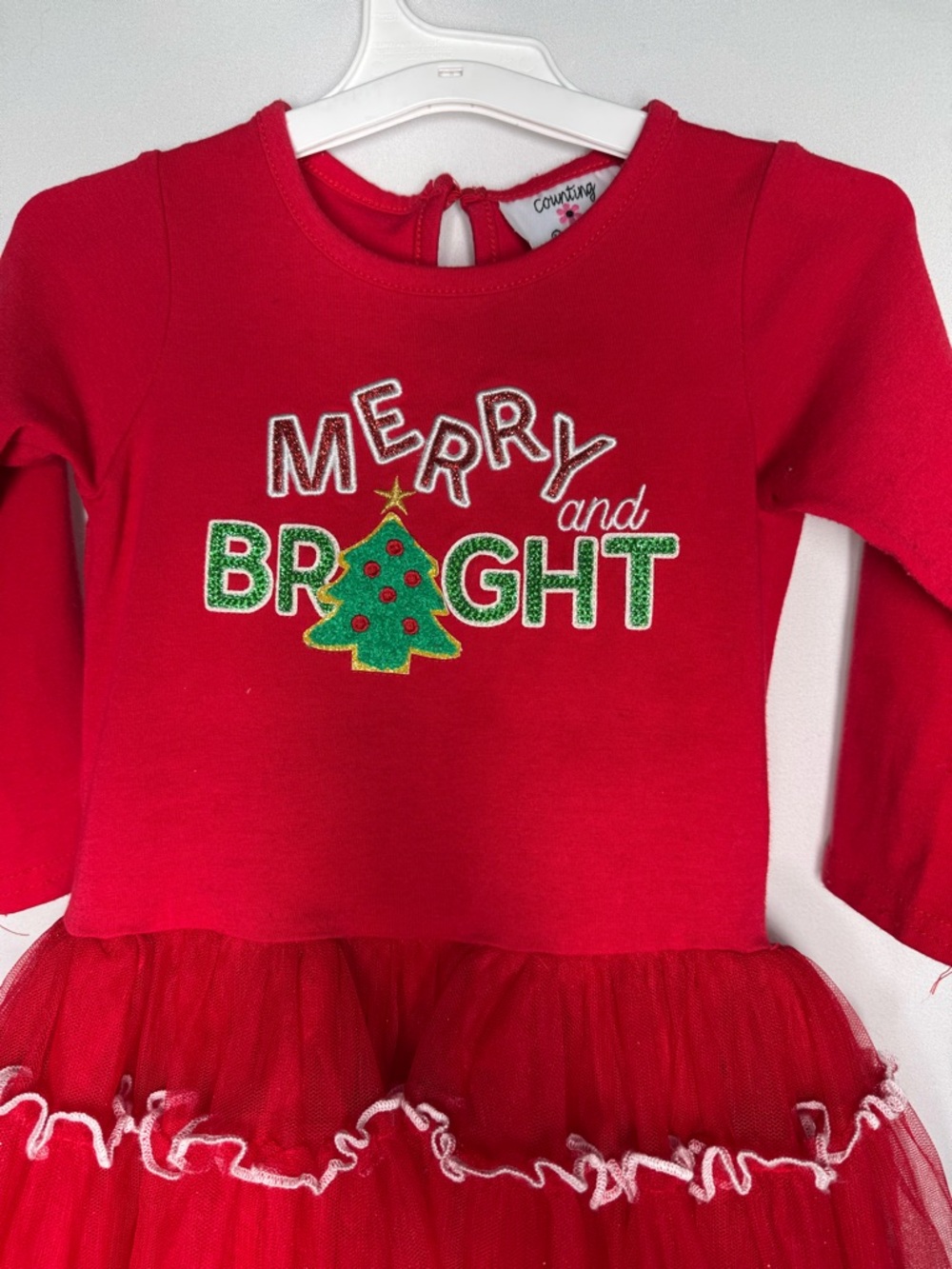 💜3/$15 Counting Daisies Toddler Girls Christmas Tulle Dress "Merry & Bright” 2T - Picture 2 of 8